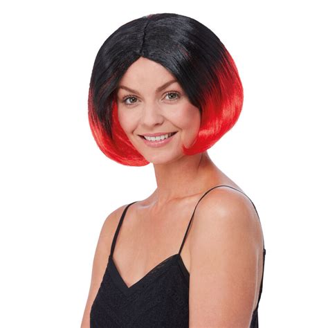 black and red short wig|red short ugly wig.